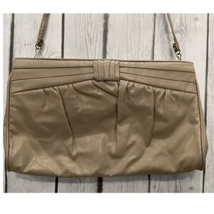 MCI‎ World of Fine Handbags Beige Faux Leather Clutch Shoulder Bag